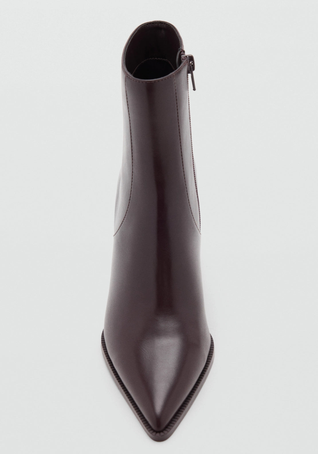 Pointed Heel Ankle Boot - Brown