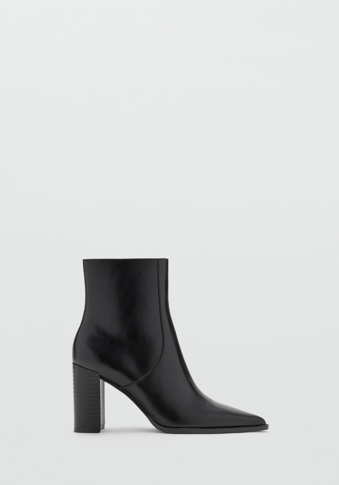 Sleek Pointed Heel Ankle Boot - Black