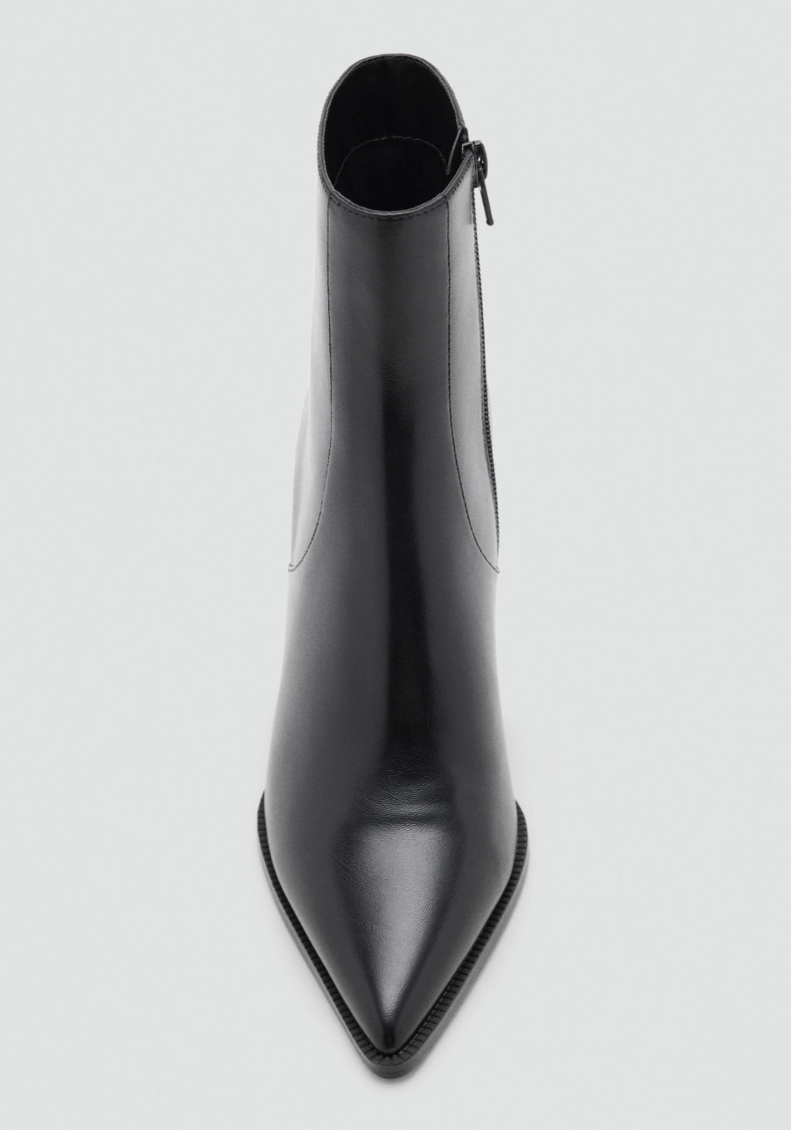 Sleek Pointed Heel Ankle Boot - Black