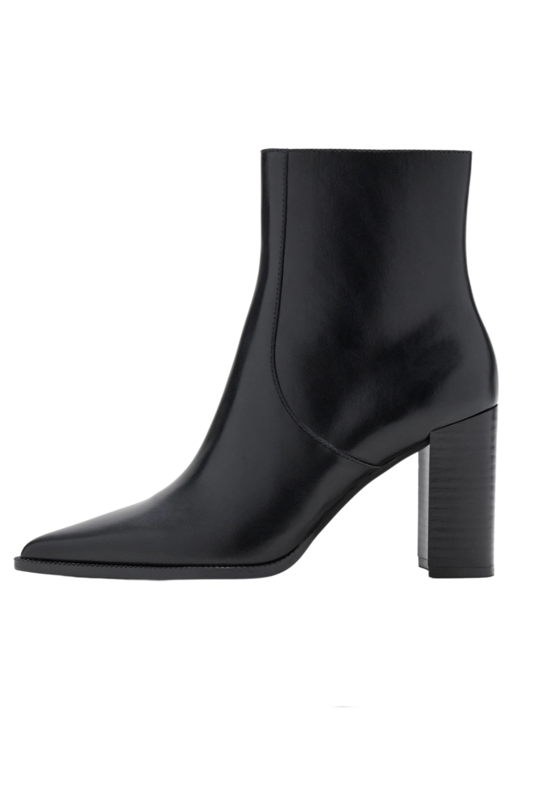 Sleek Pointed Heel Ankle Boot - Black