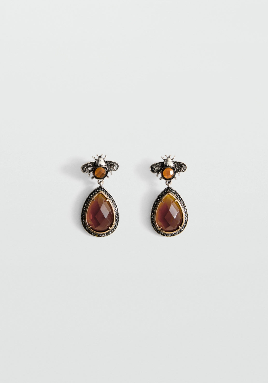 Pendant Crystals Earrings - Silver