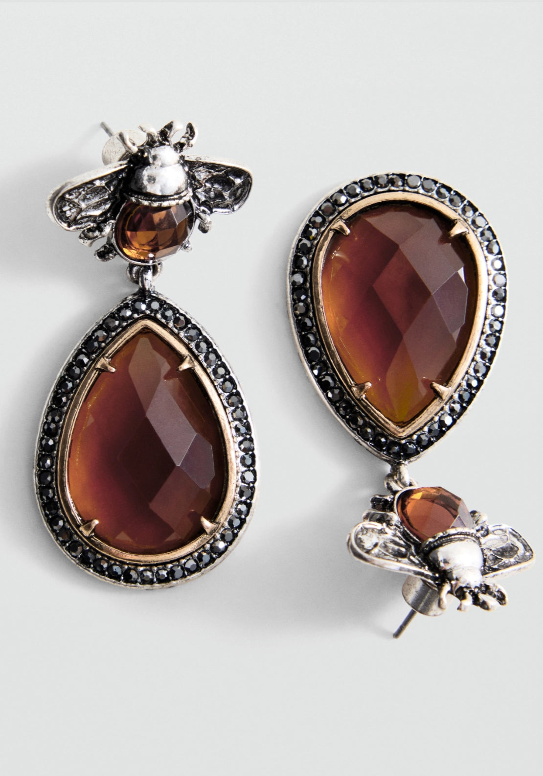 Pendant Crystals Earrings - Silver