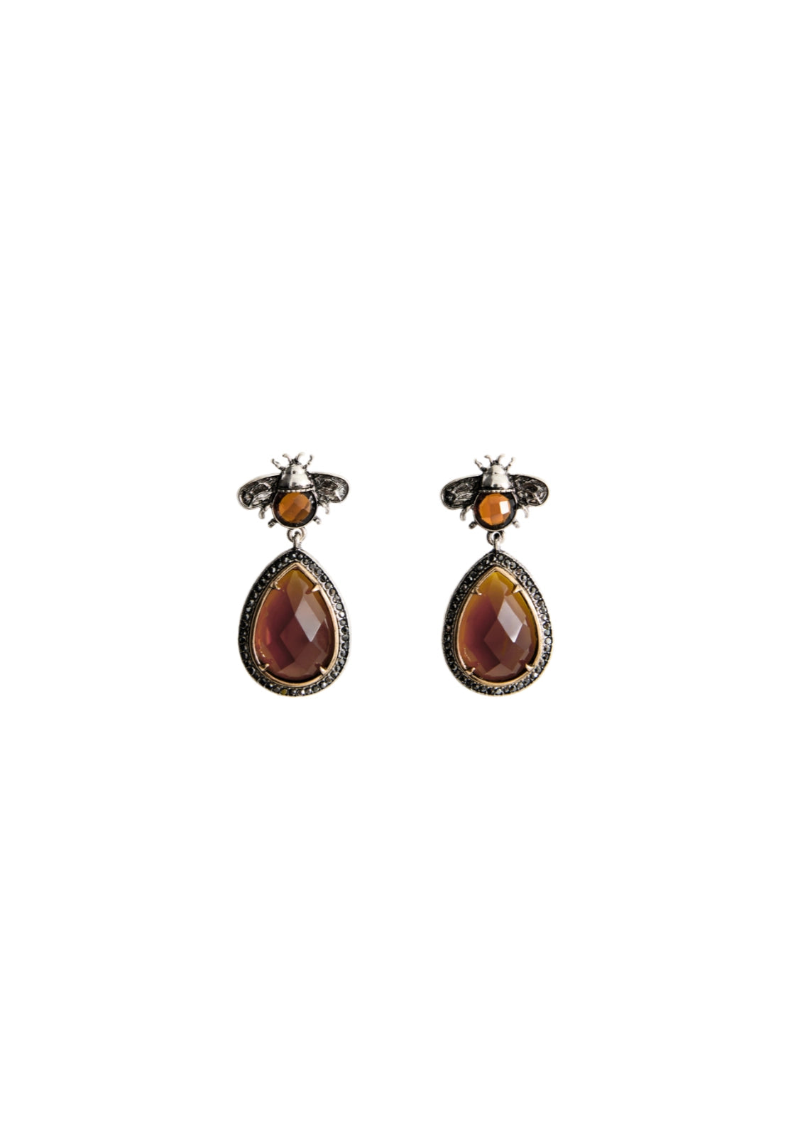 Pendant Crystals Earrings - Silver