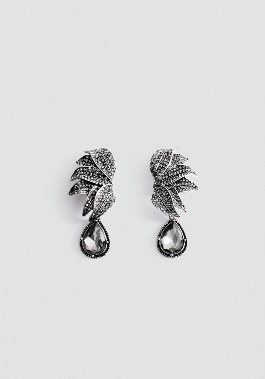 Crystal Drop Earrings - Silver