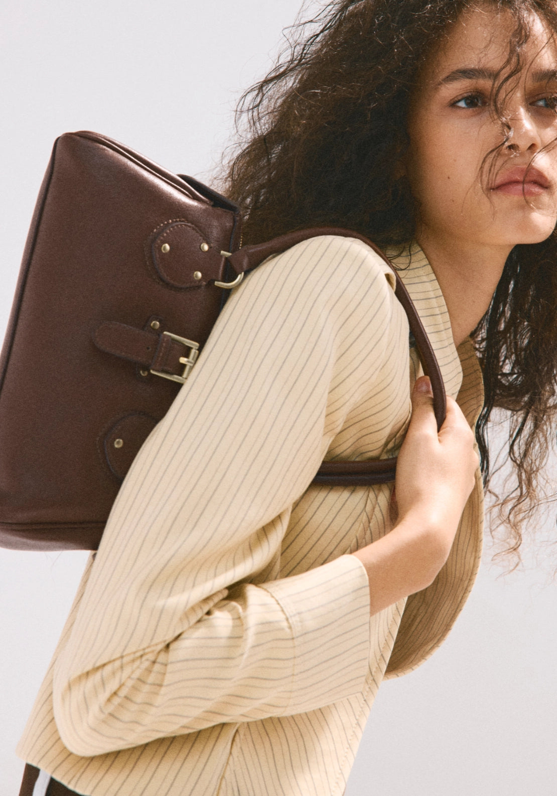 Buckle Bowling Bag - Brown