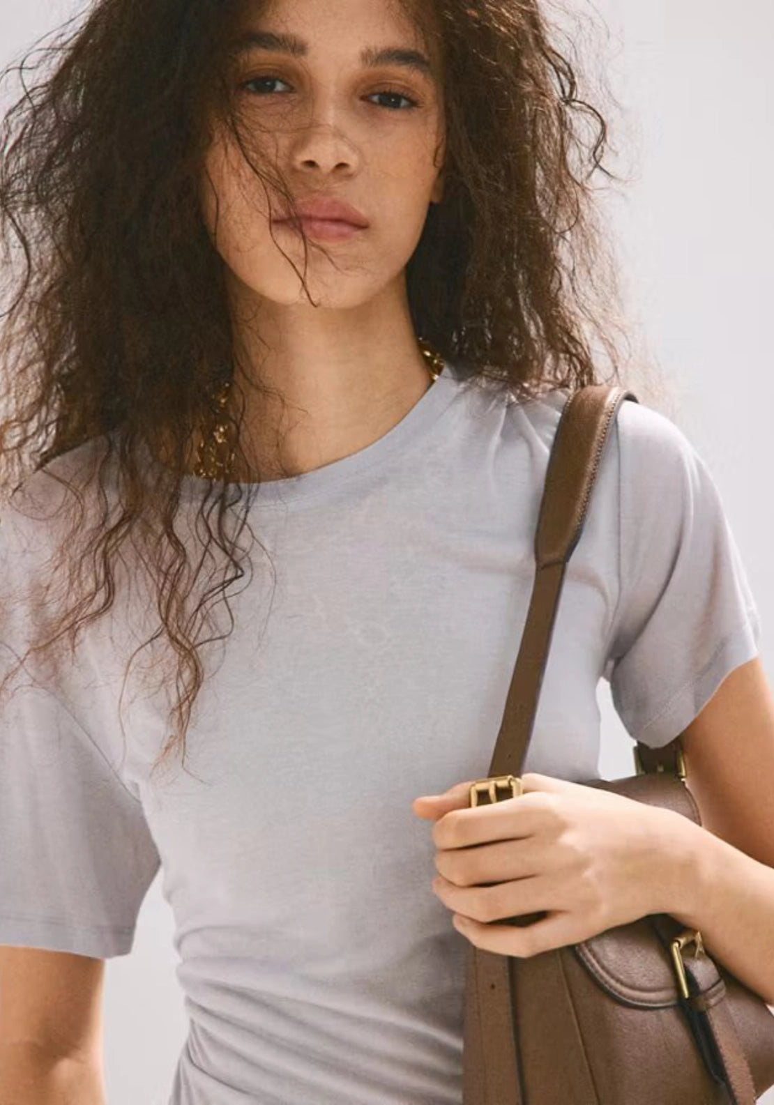 Shoulder Bag With Buckle - Brown