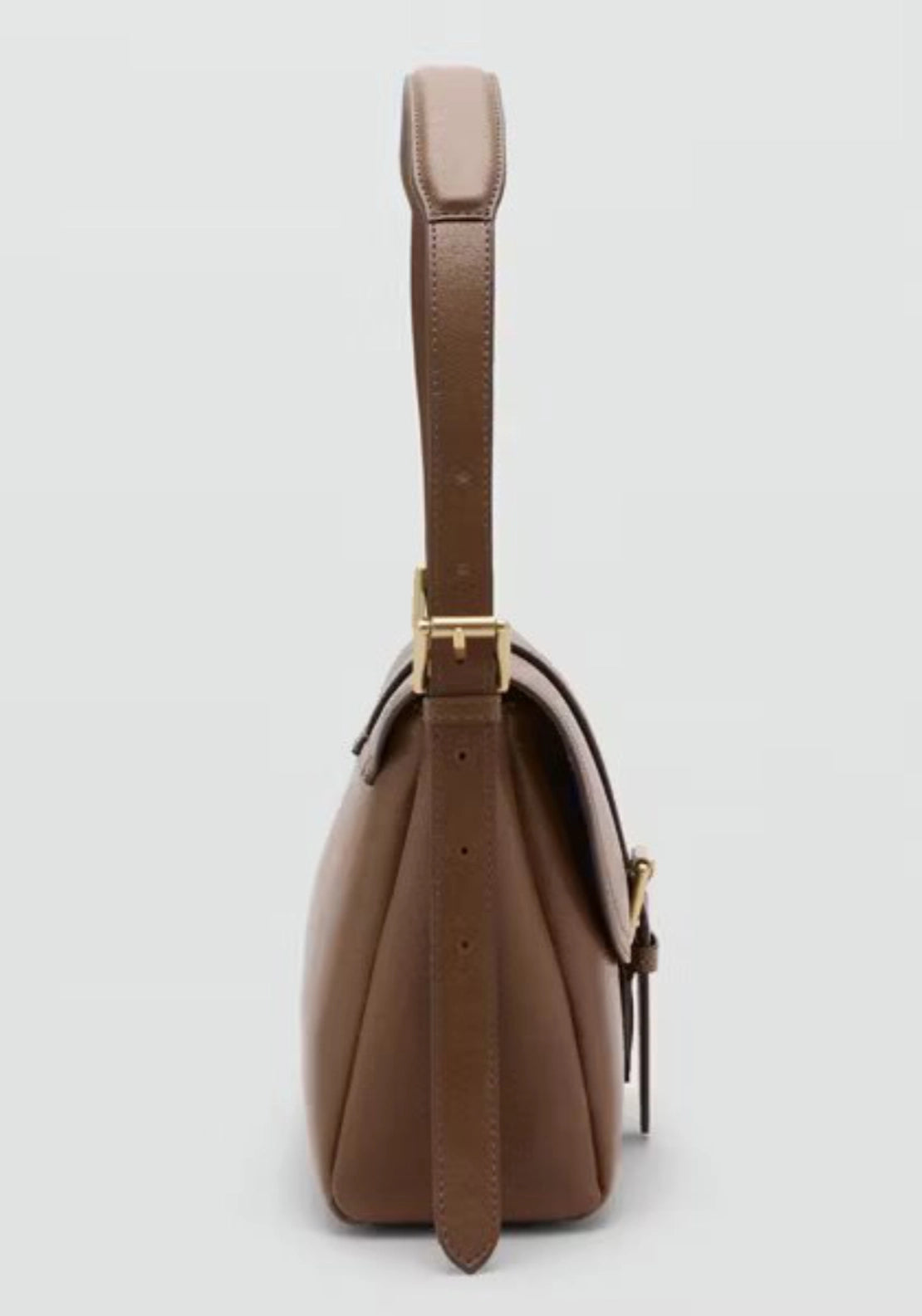 Shoulder Bag With Buckle - Brown