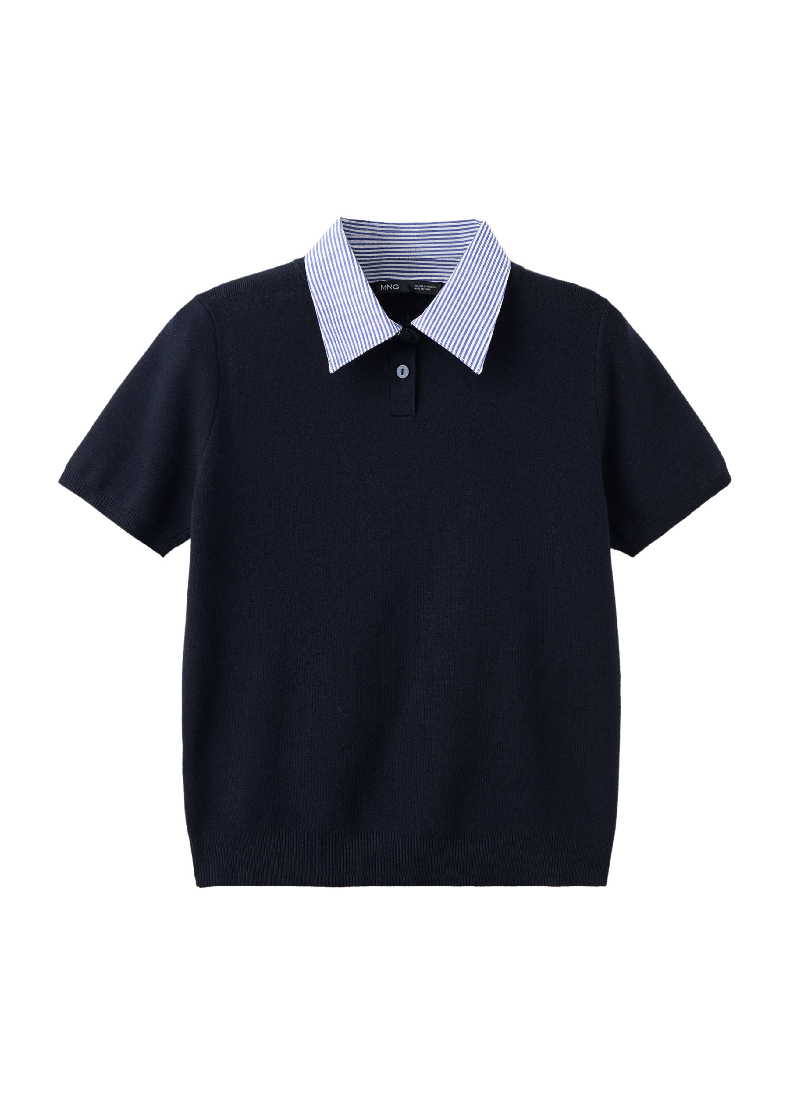 Sporty Striped Polo Neck Sweater - Blue