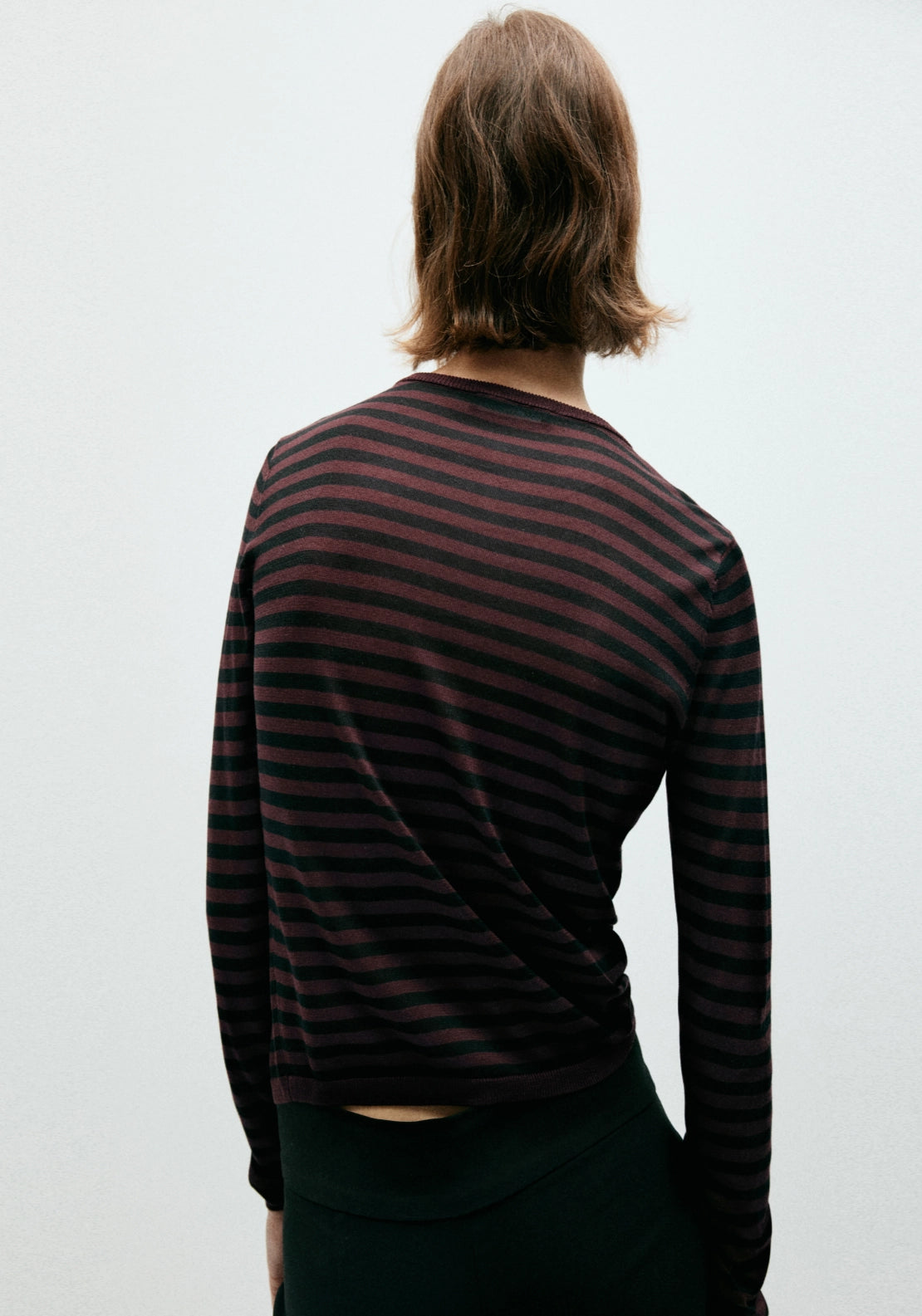 Striped Lyocell Top - Burgundy