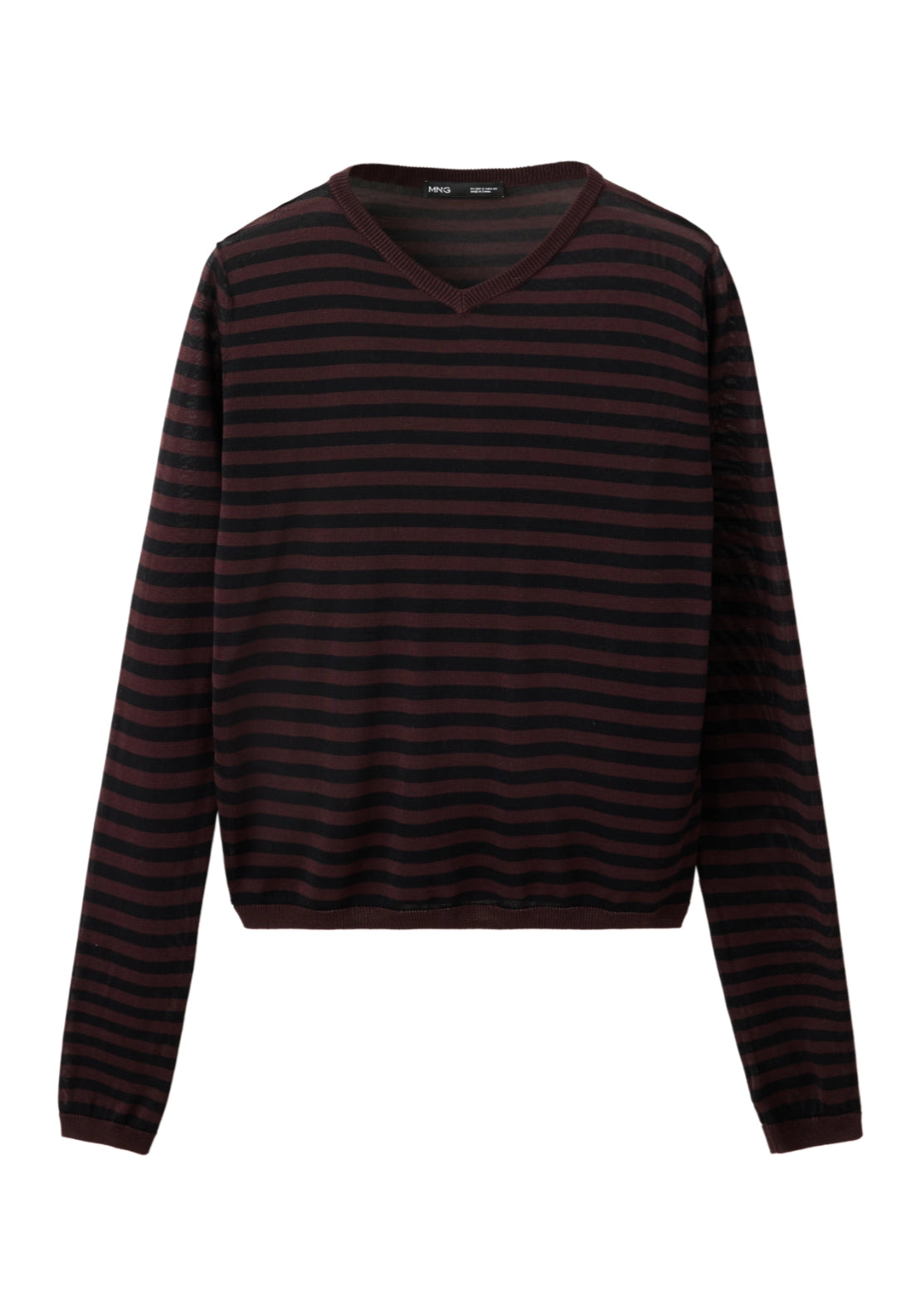Striped Lyocell Top - Burgundy