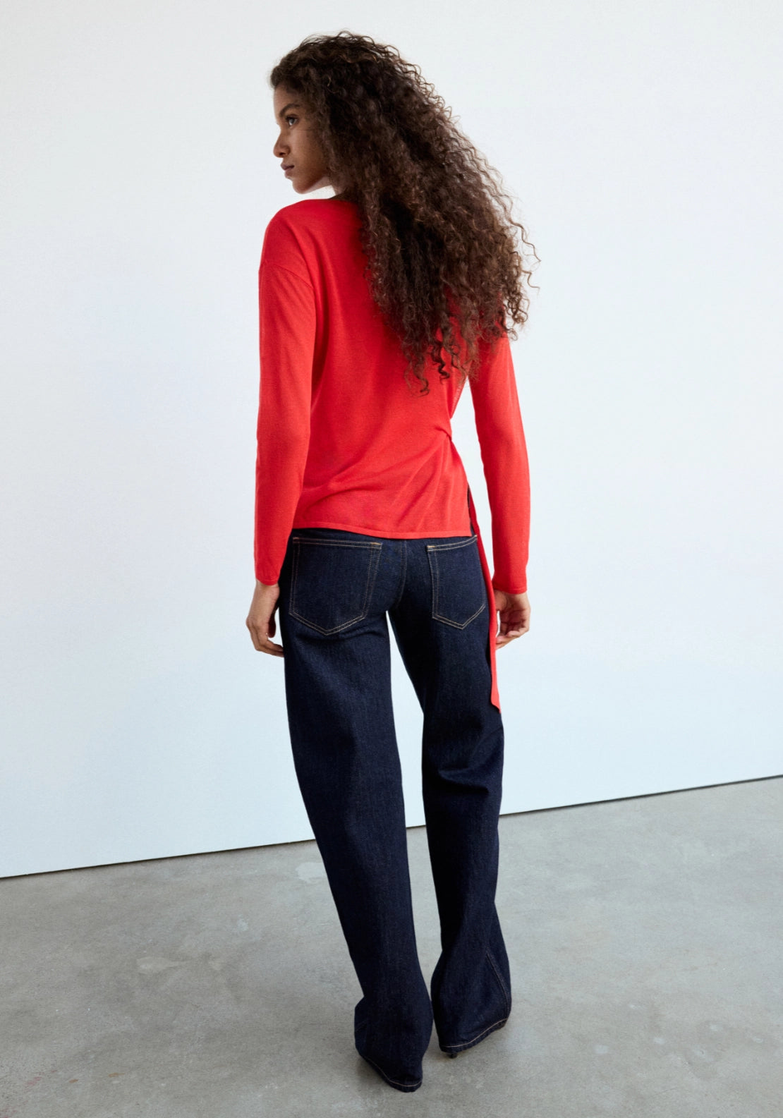 Fine Knit Bow Sweater - Red