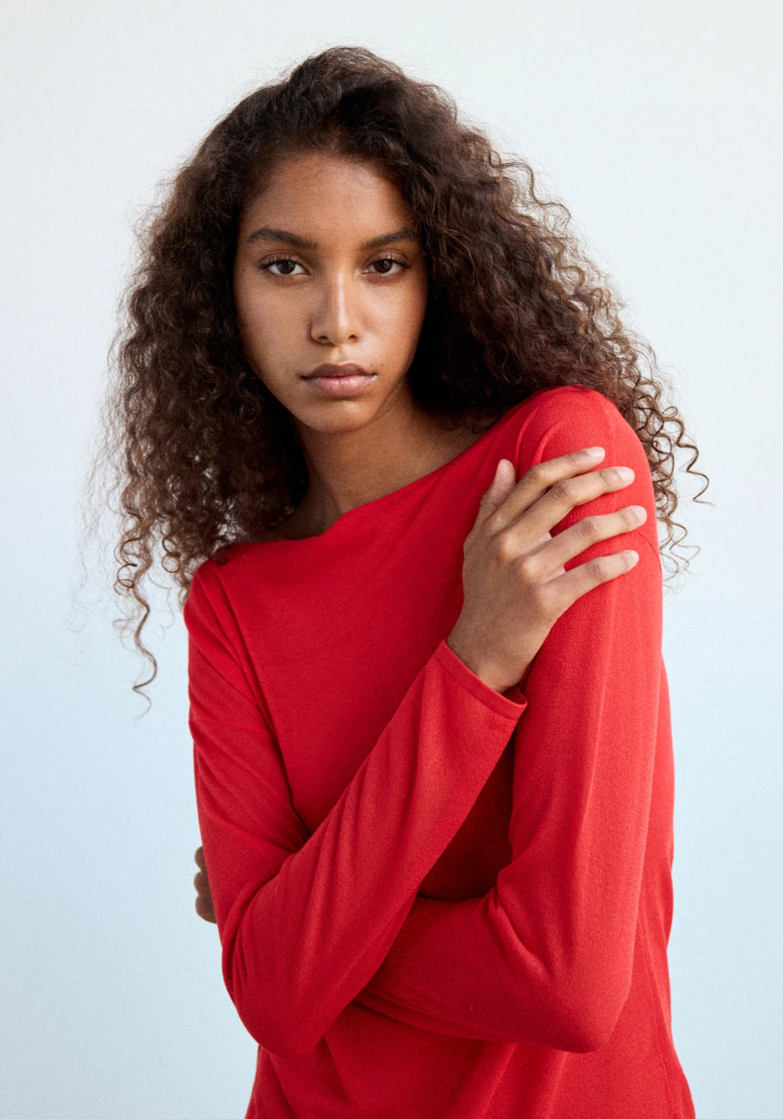 Fine Knit Bow Sweater - Red