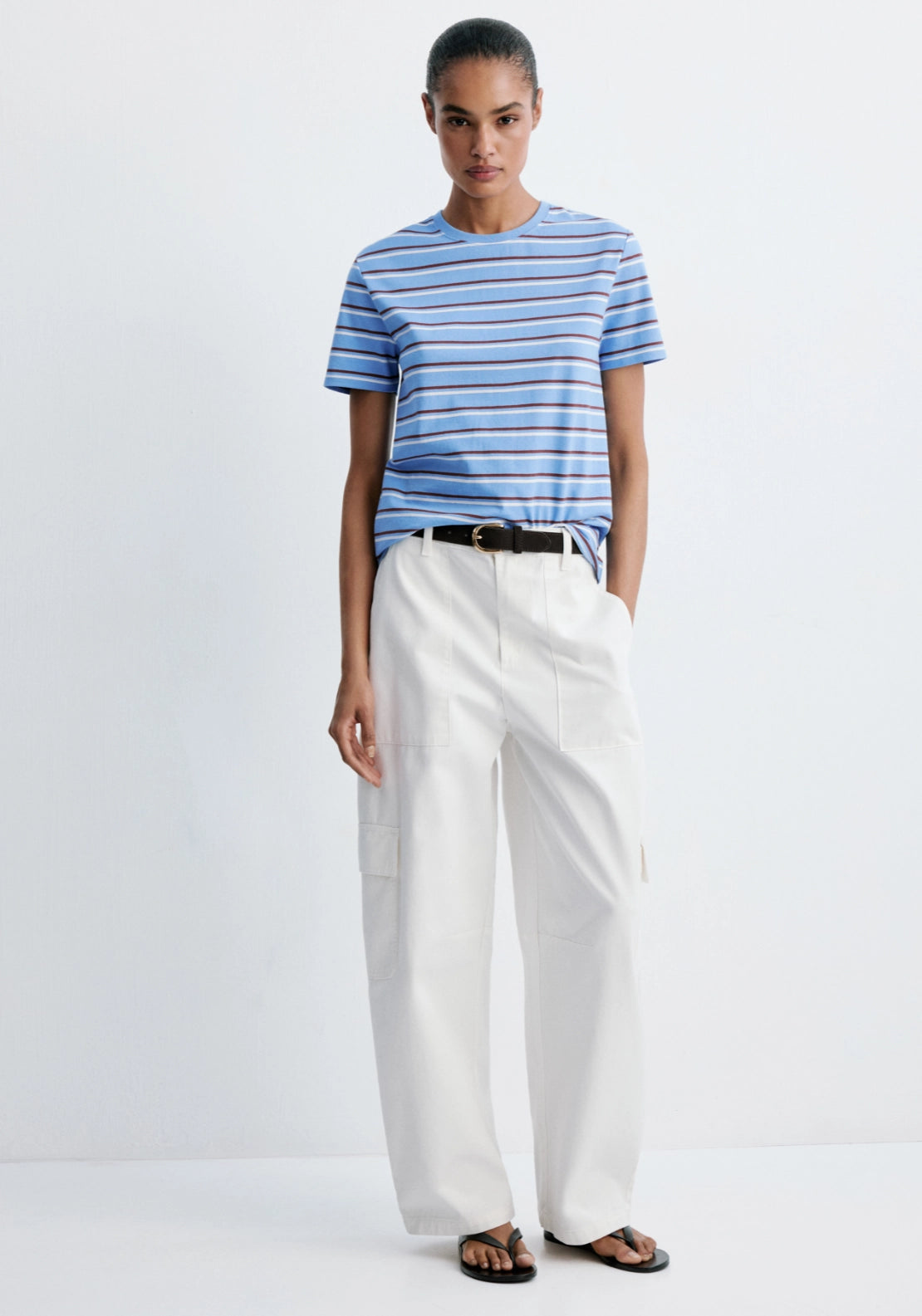 Striped Cotton T-Shirt - Blue