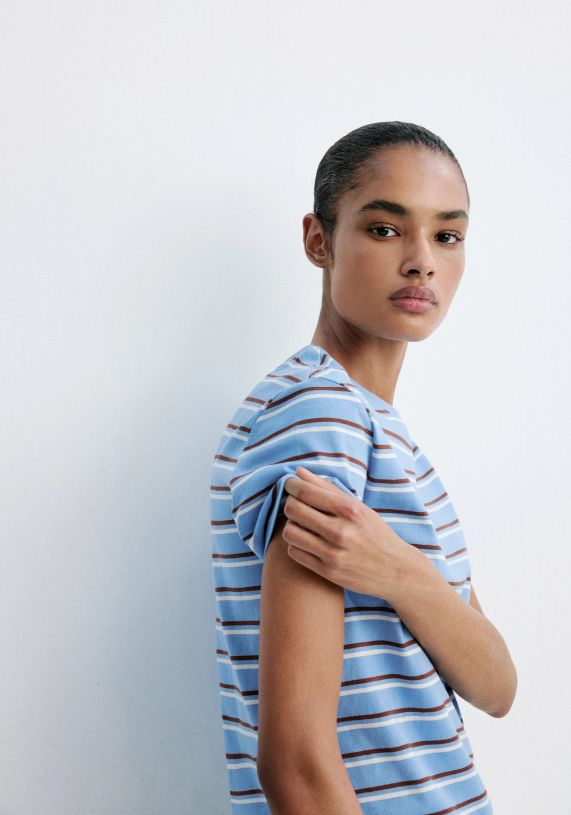 Striped Cotton T-Shirt - Blue