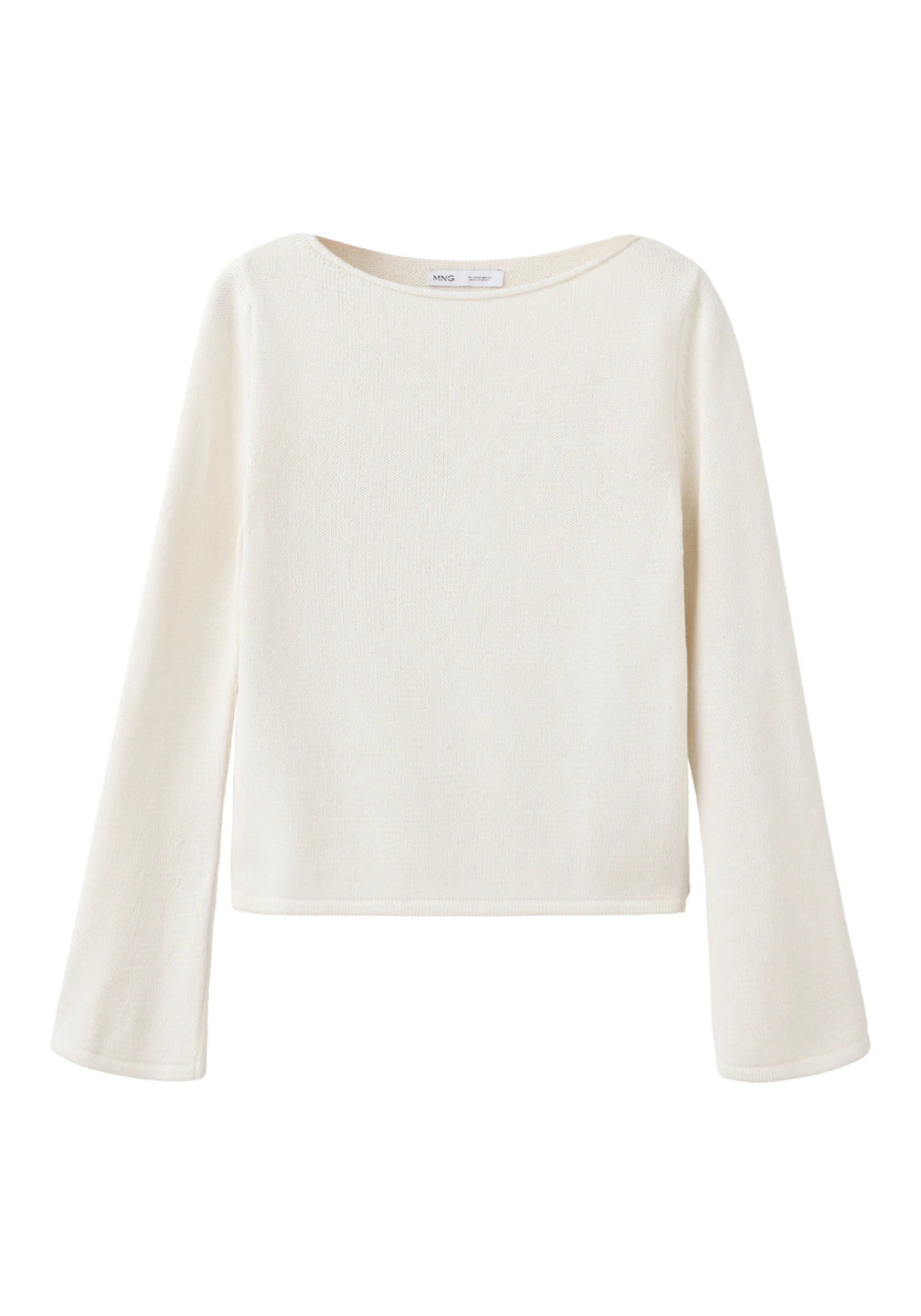 Boat Neck Knitted Sweater - Cream