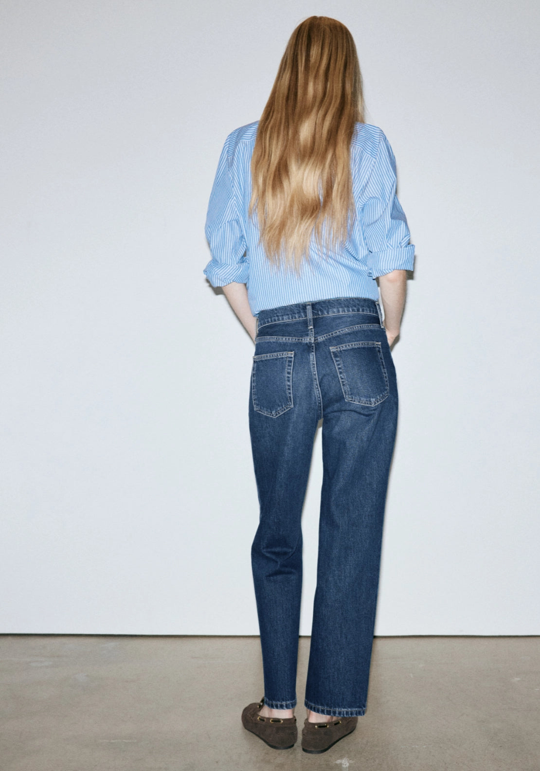 Mid Rise Crop Straight Jeans - Denim Blue