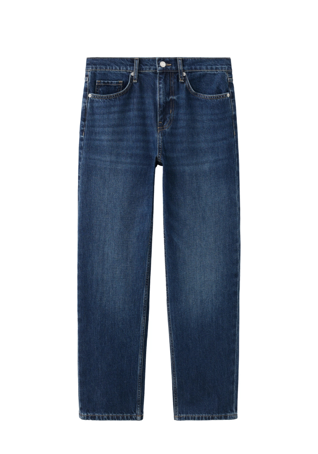 Mid Rise Crop Straight Jeans - Denim Blue