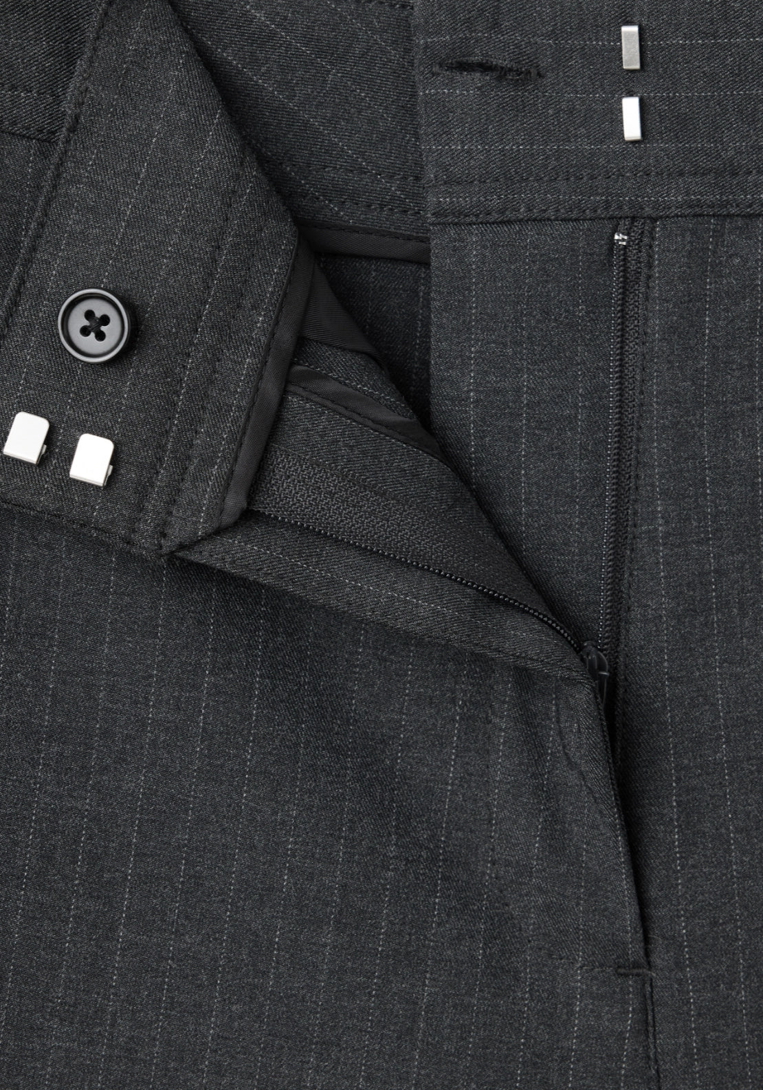Pinstripe Adjustable Hem Trousers - Grey