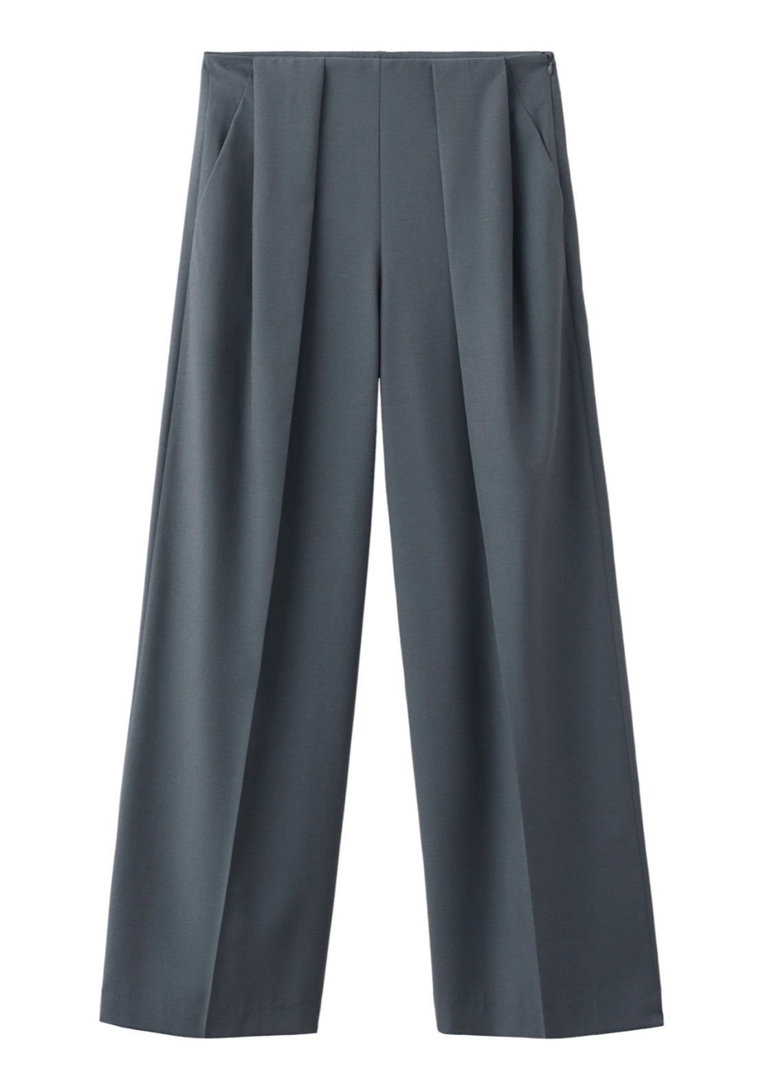 Straight Fit Pleated Trousers - Grey