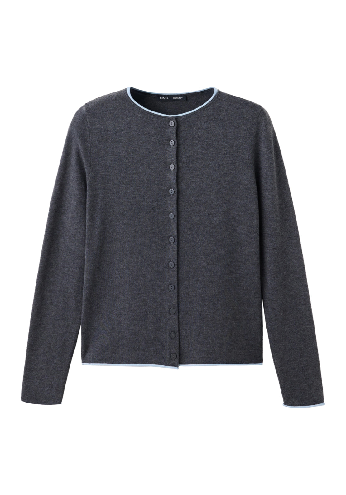 Knit Cardigan With Contrasting Trims - Grey