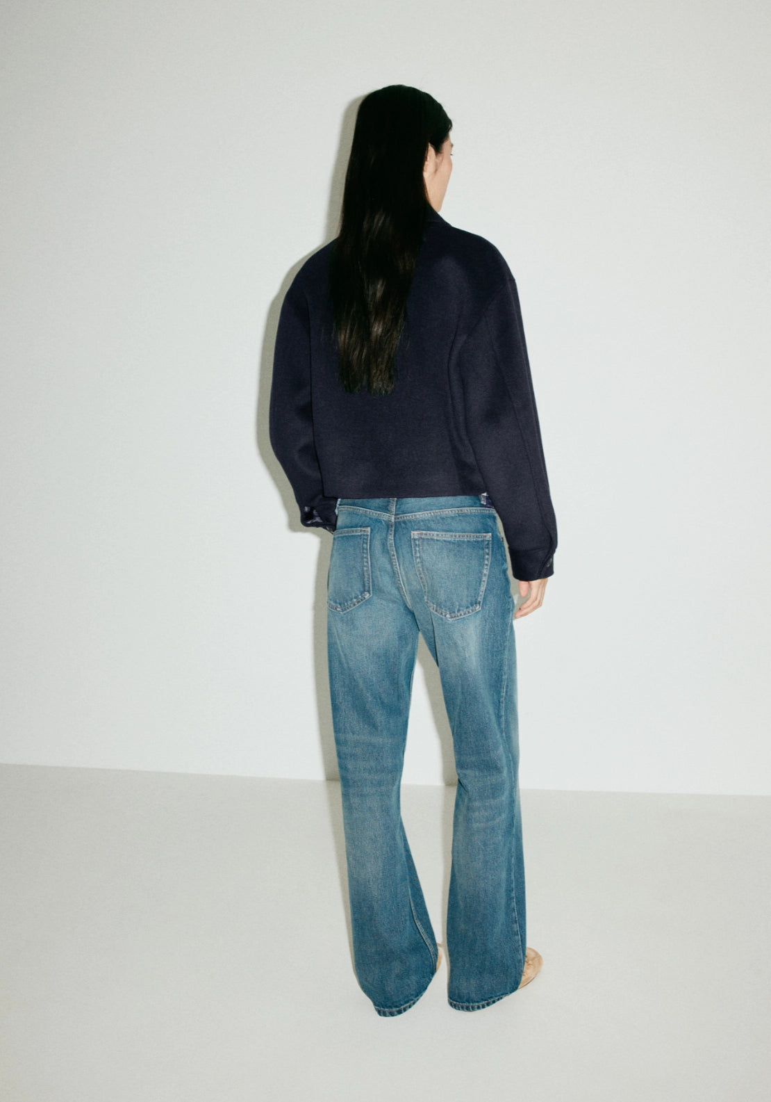 Wool Jacket With Shirt Collar - Blue