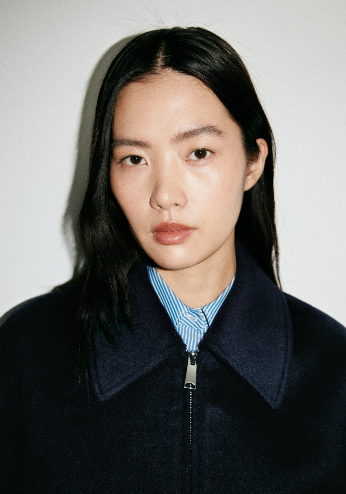 Wool Jacket With Shirt Collar - Blue