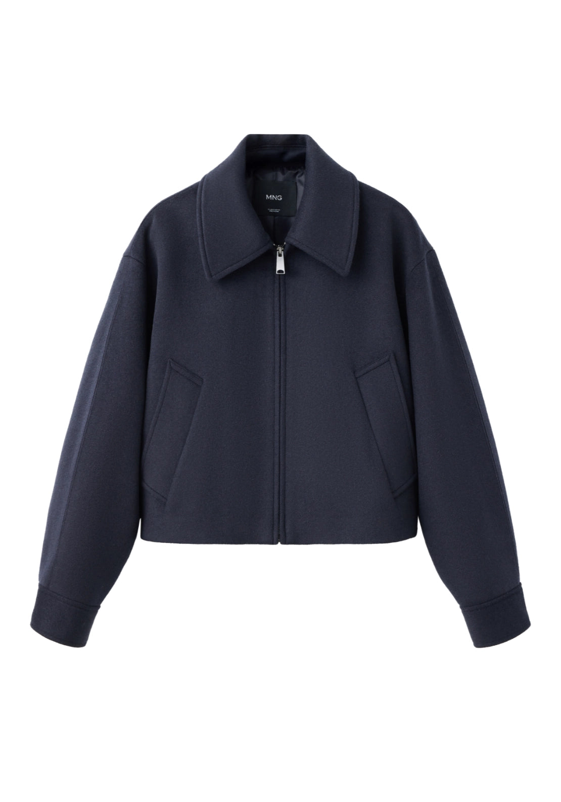 Wool Jacket With Shirt Collar - Blue