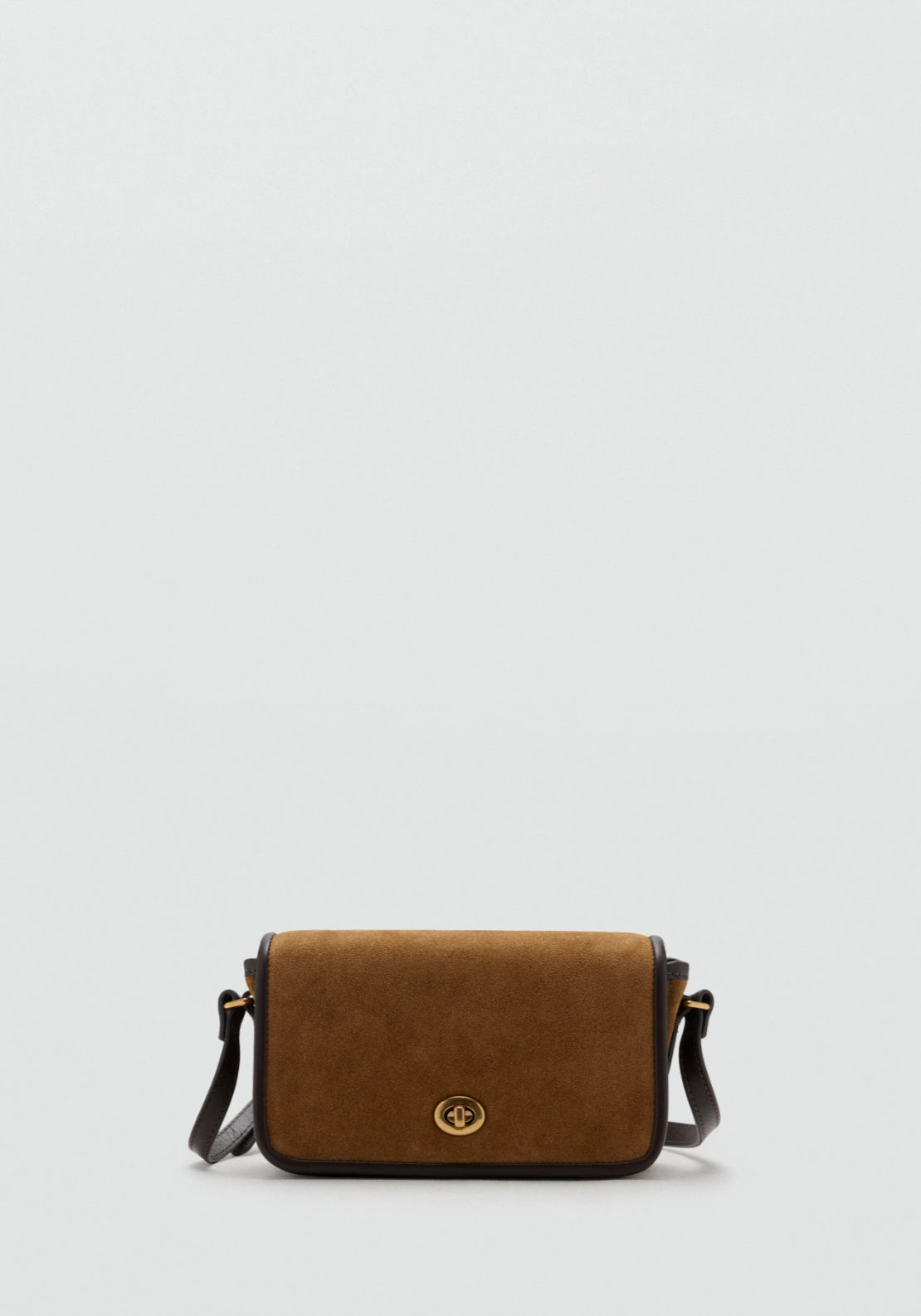 Leather &amp; Cotton Crossbody Bag - Brown