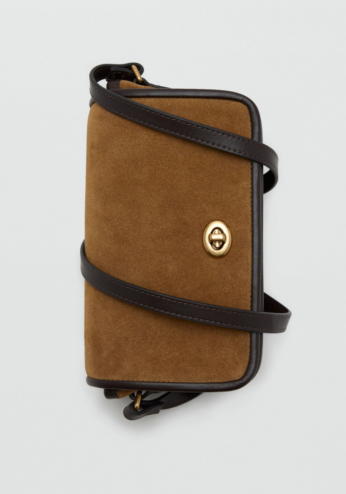 Leather &amp; Cotton Crossbody Bag - Brown