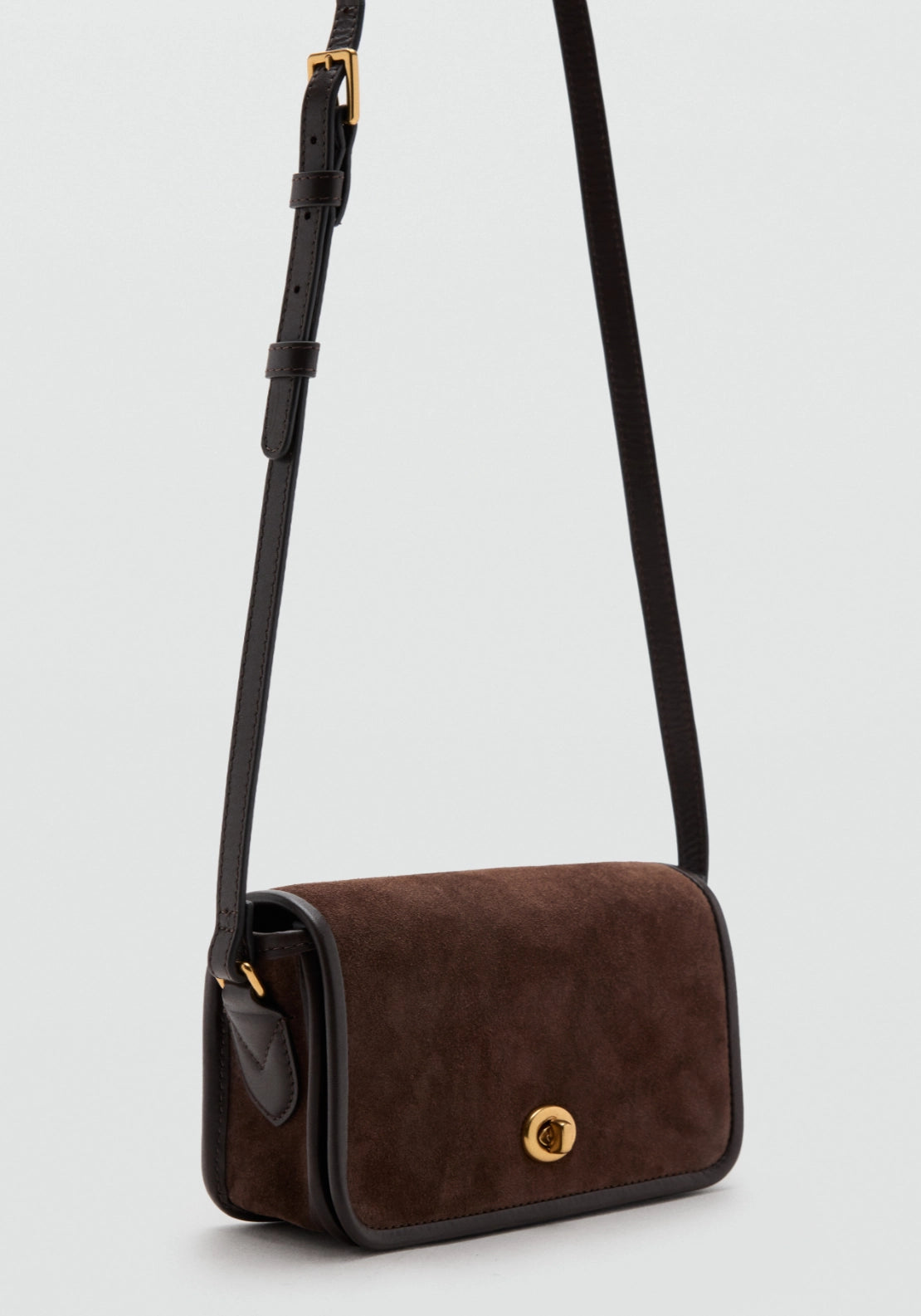 Leather &amp; Cotton Crossbody Bag - Brown