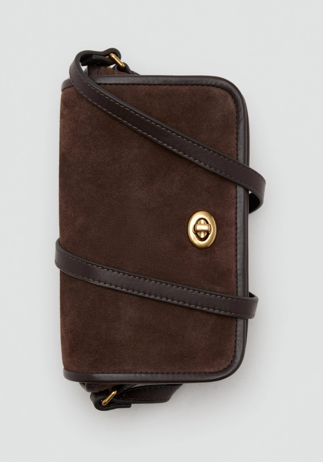 Leather &amp; Cotton Crossbody Bag - Brown