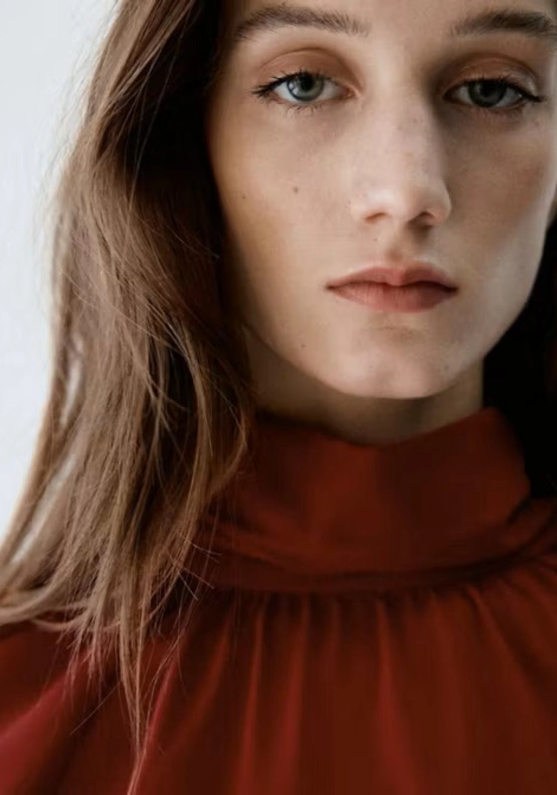 Mango Ruched High Neck Blouse - Burgundy 3 Shaws Department Stores