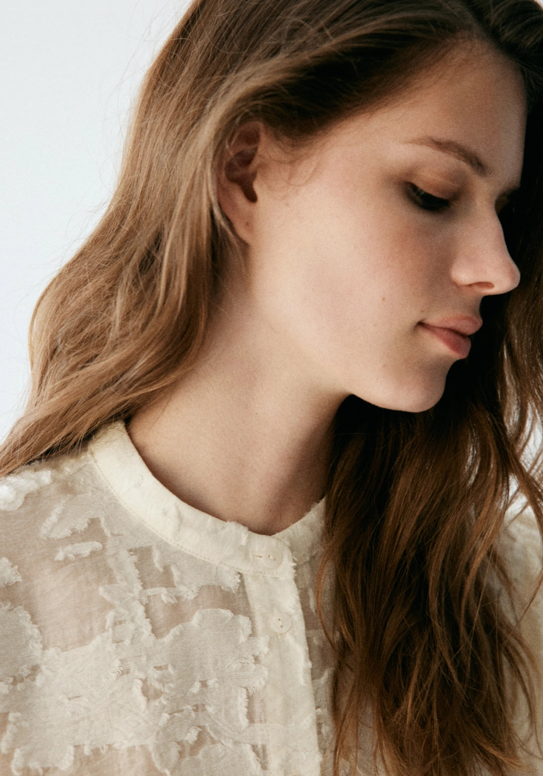 Lyocell Blouse With Embroidered Details - Cream