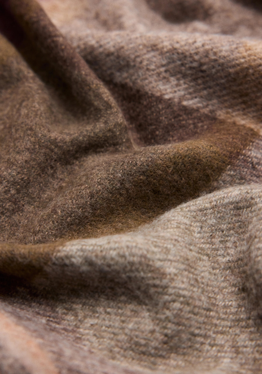 Fringed Check Scarf - Brown