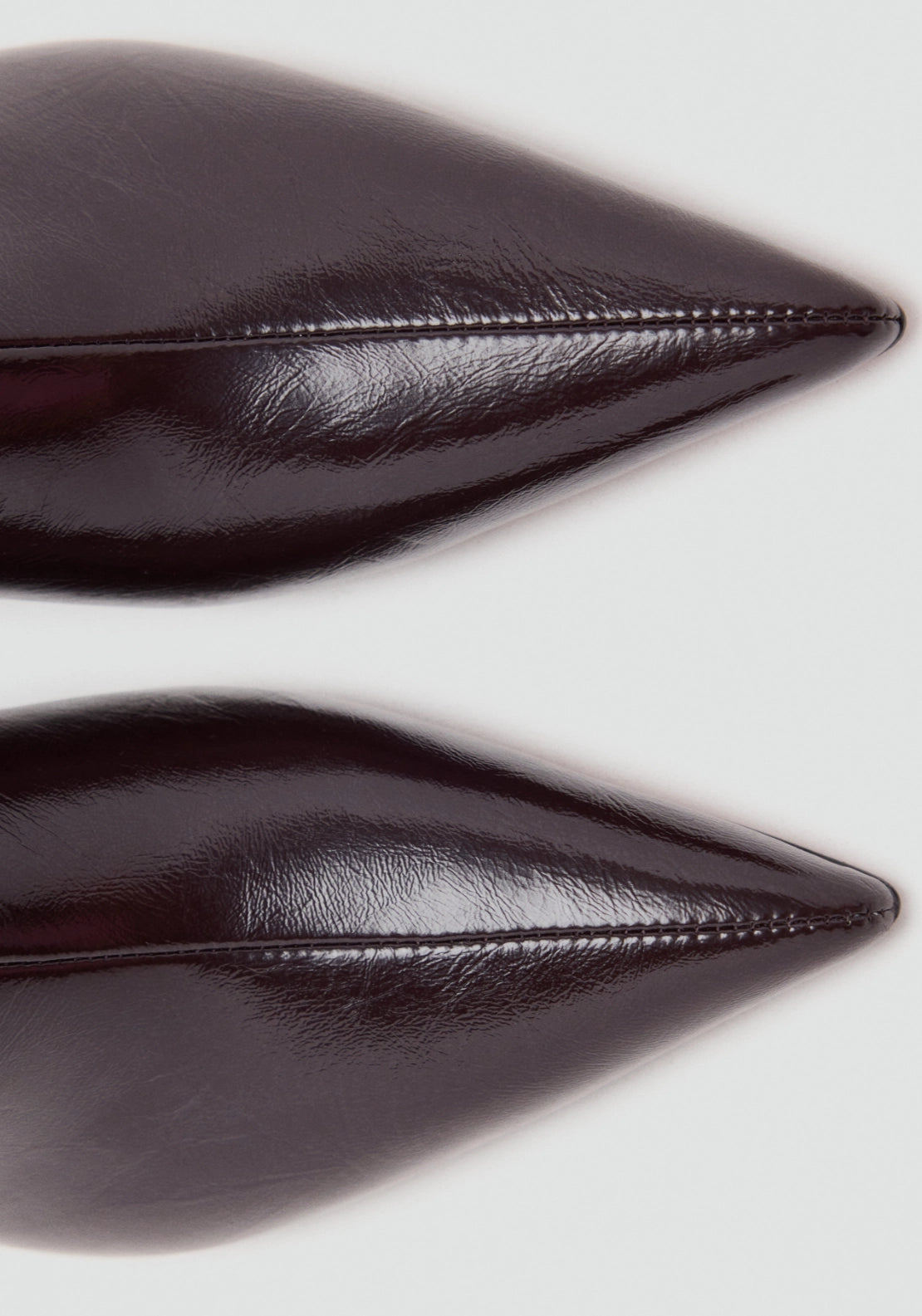 Patent Effect Pointed Toe Ankle Boot - Burgundy