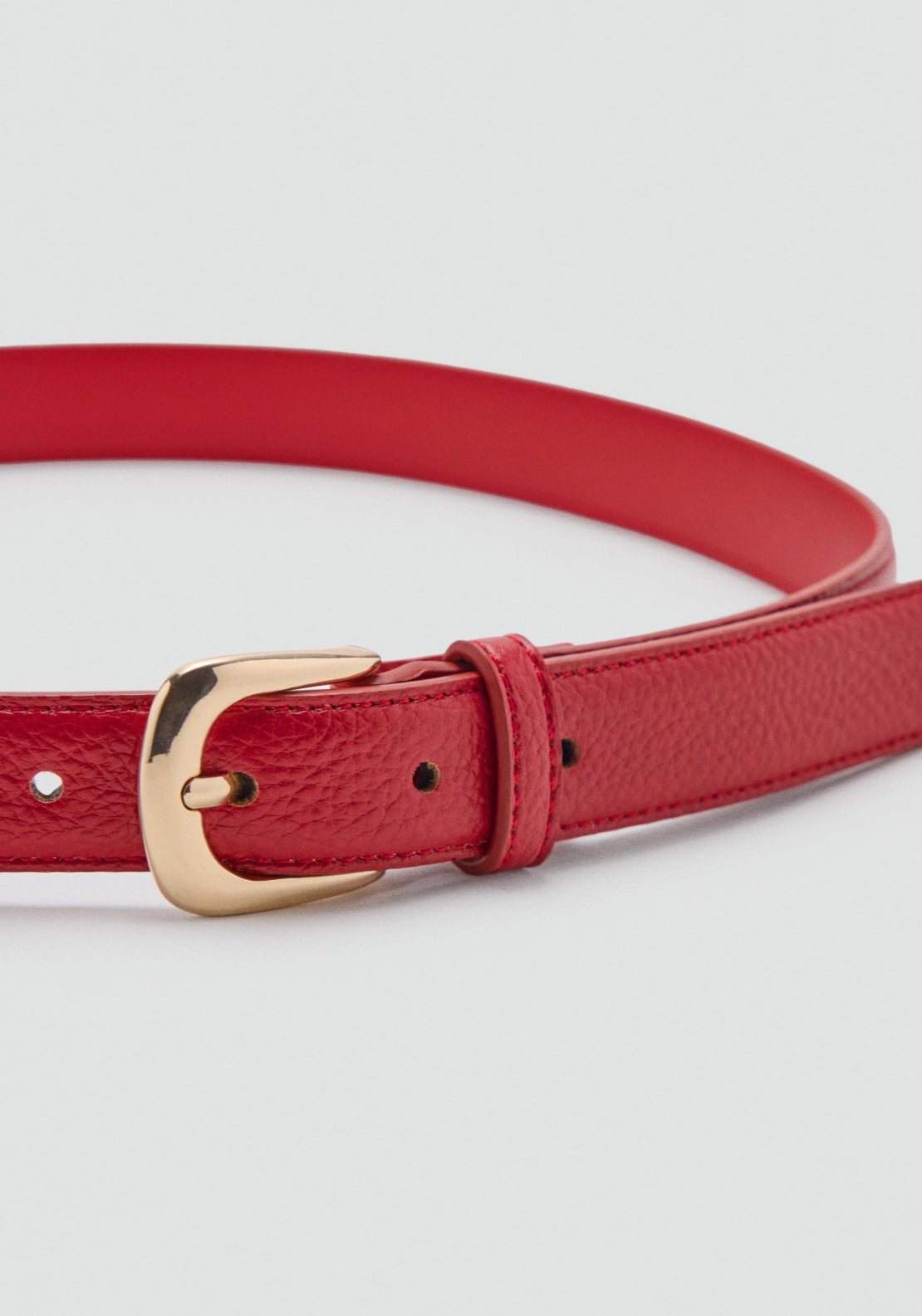 Narrow Belt With Embossed Effect - Brown