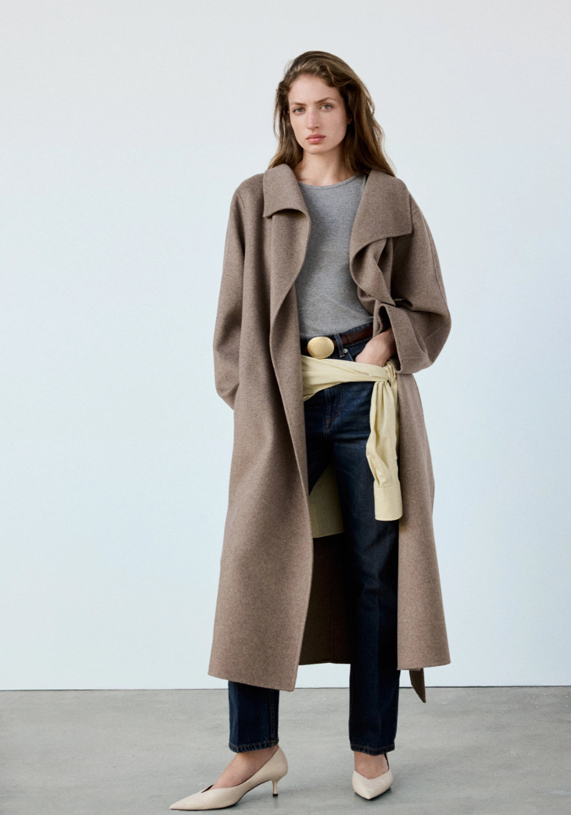 Handmade Wool Coat With Belt - Brown