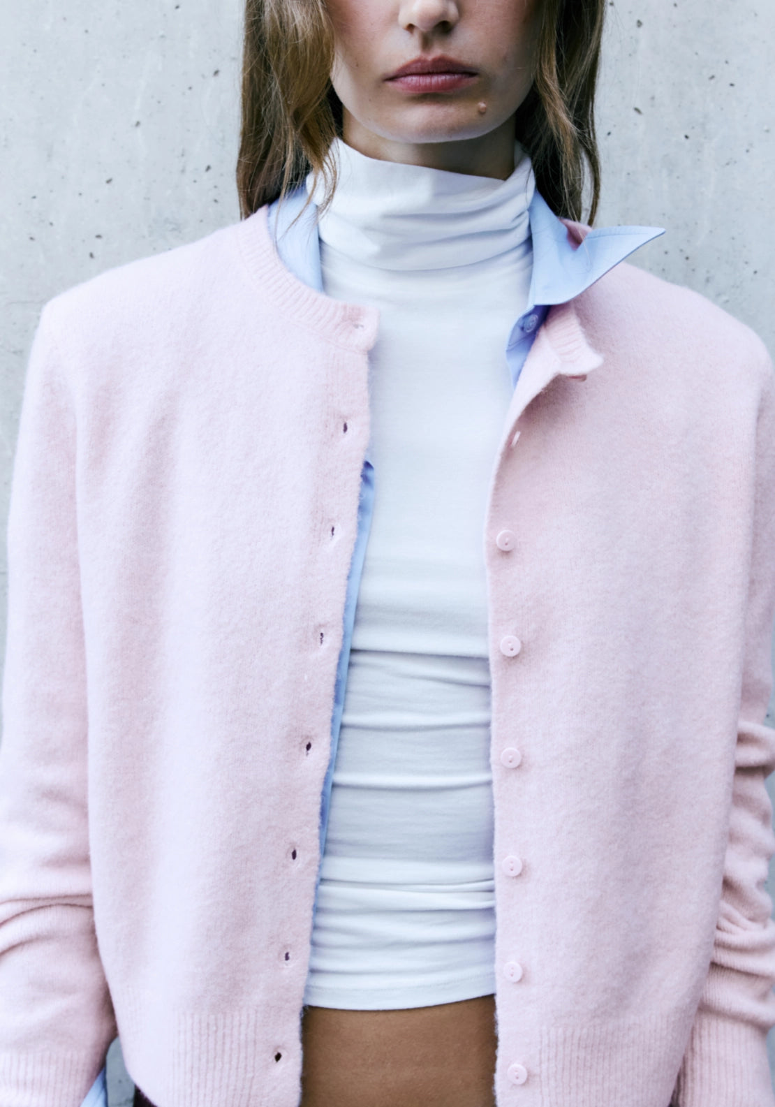 Knitted Cardigan With Bandana Scarf - Pink