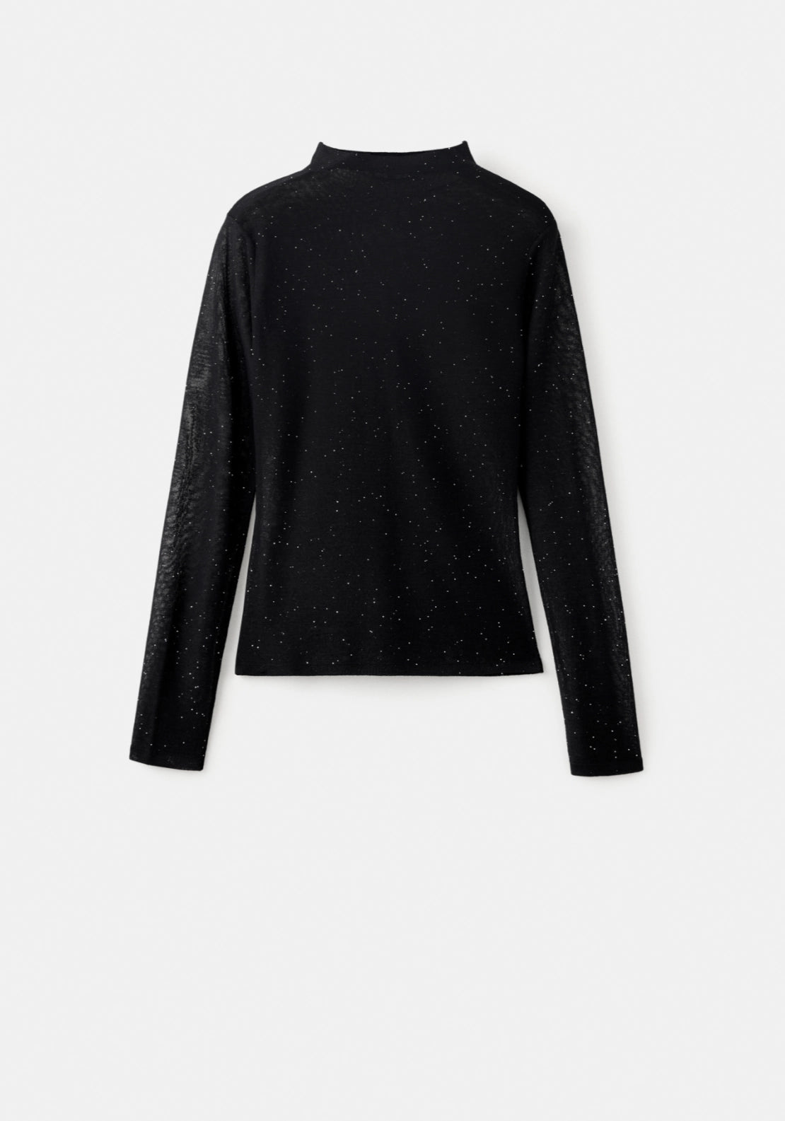 Blouse With High Lapel Collar - Black