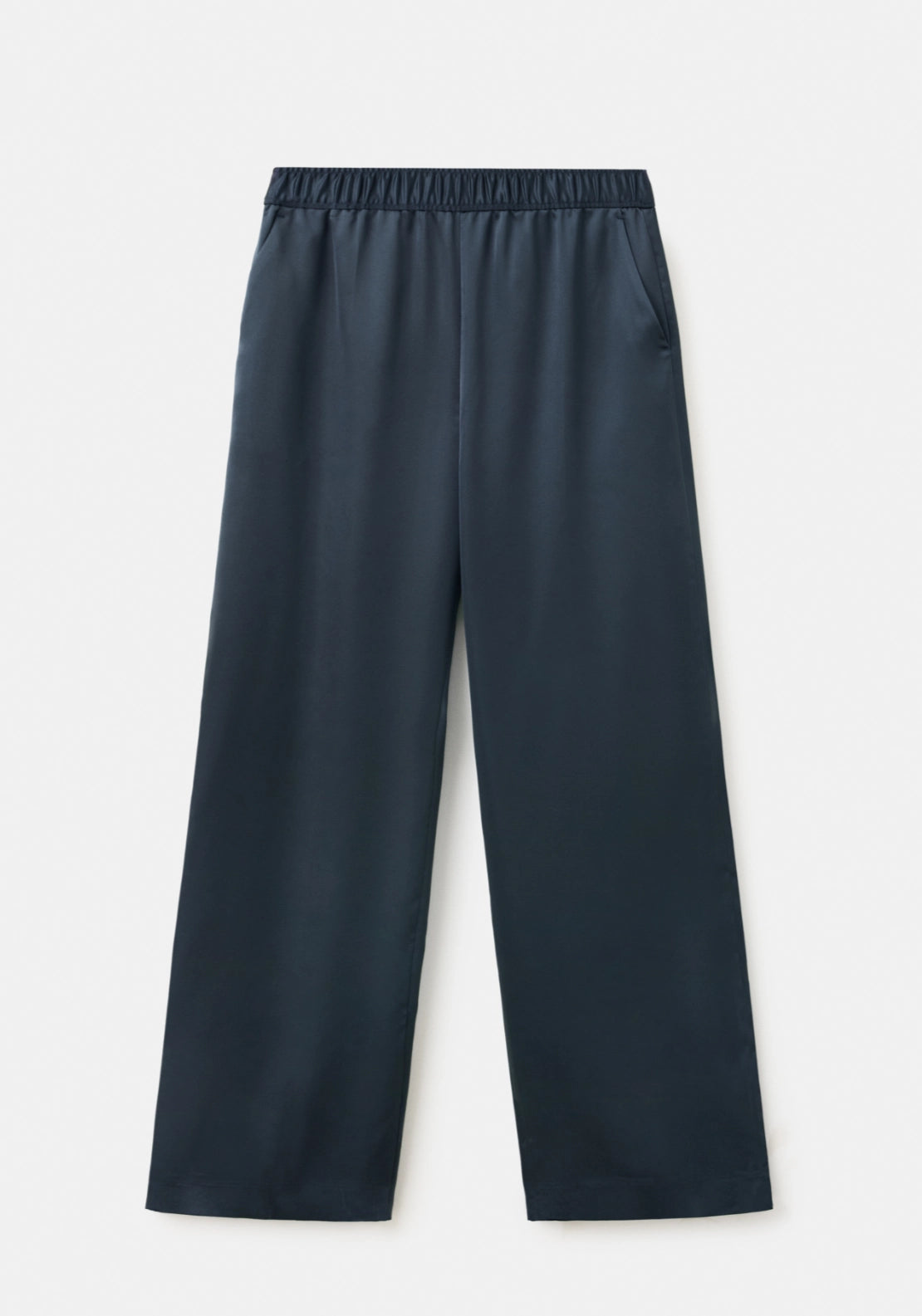 Straight Satin Trousers - Blue