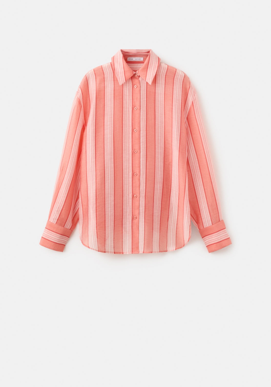 Linen Lyocell Blend Stripe Shirt - Orange