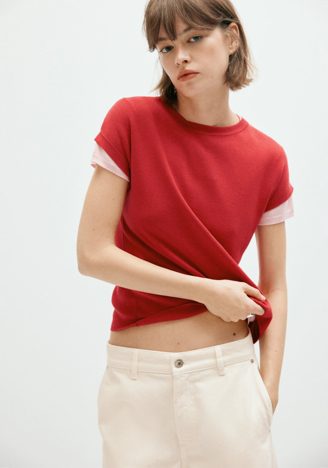 Cotton Short Sleeve T-Shirt - Red