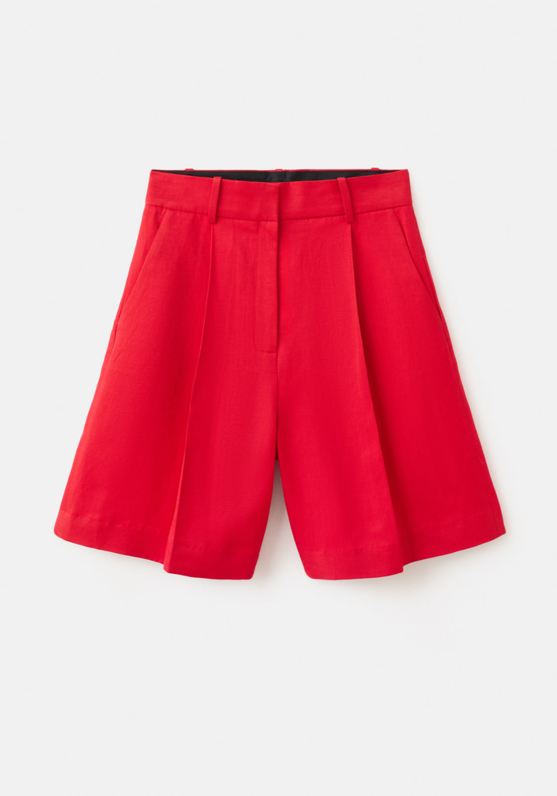 Straight Mid Rise Bermuda Shorts - Red