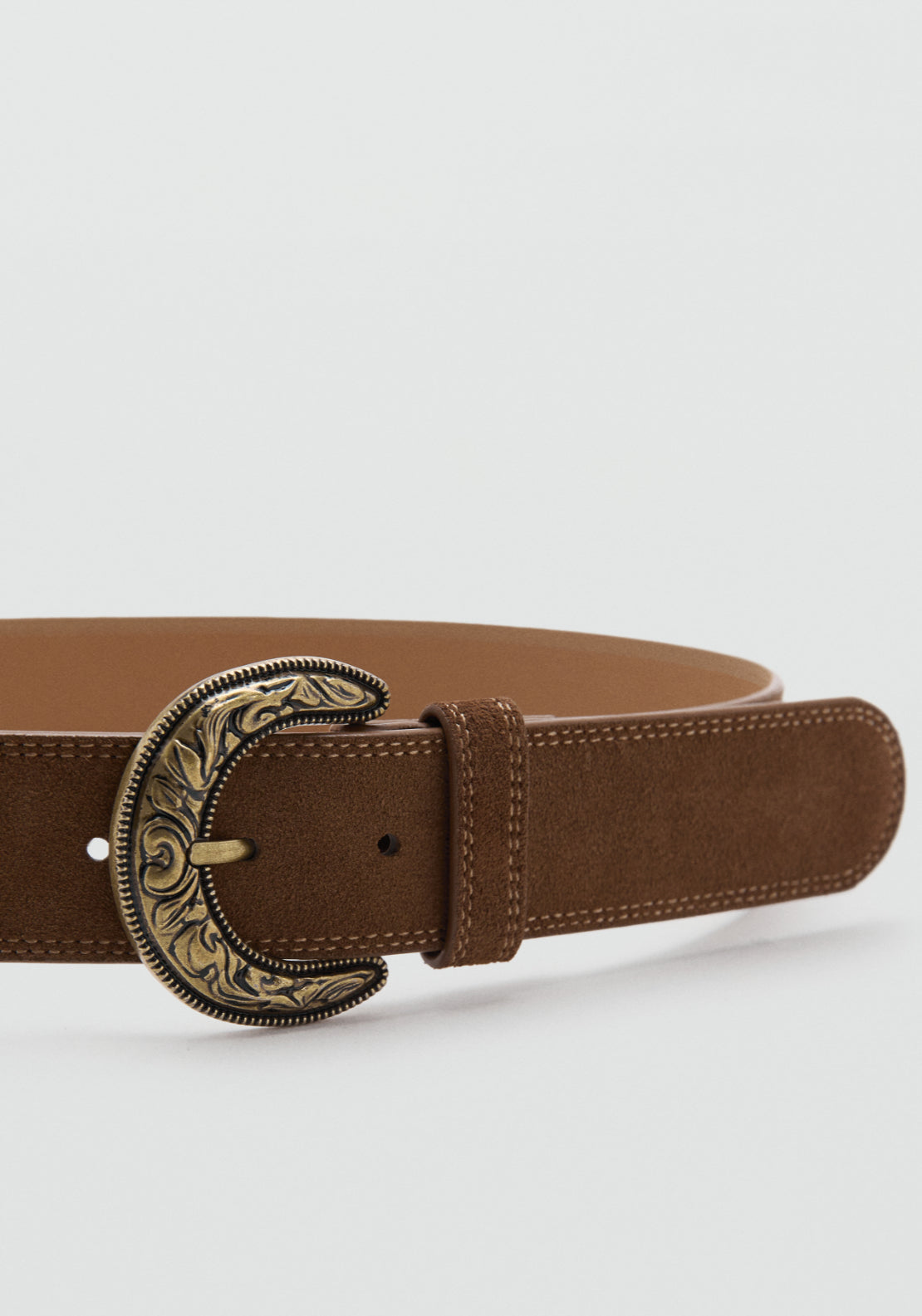 Suede Effect Belt - Brown