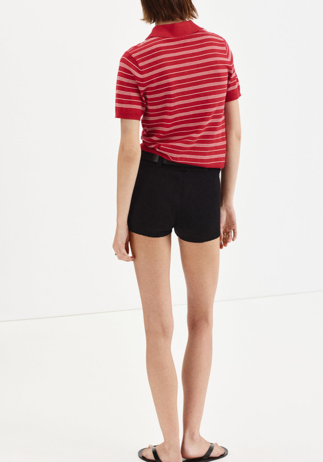 Knitted Polo Neck Sweater - Red
