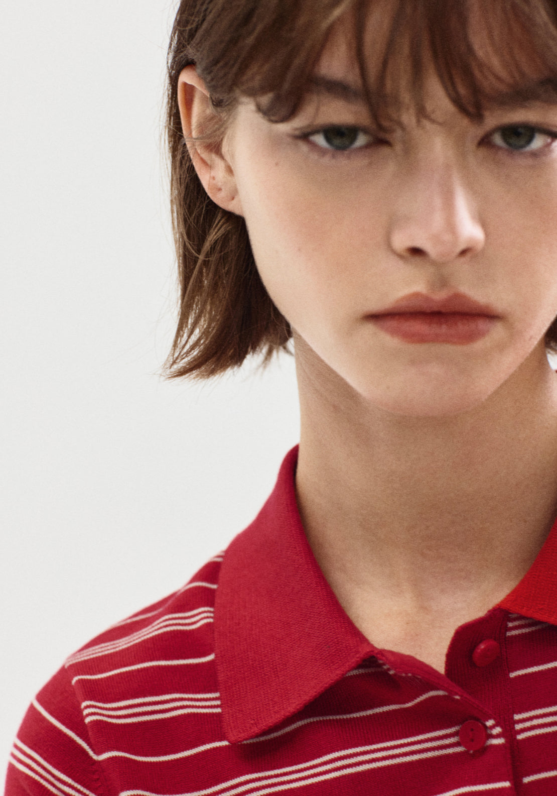 Knitted Polo Neck Sweater - Red