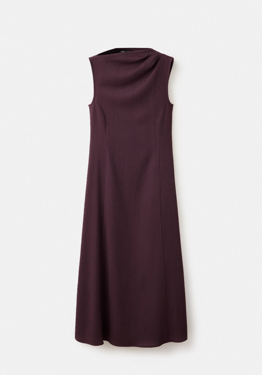 Textured Dress With Gathered Details - Burgundy