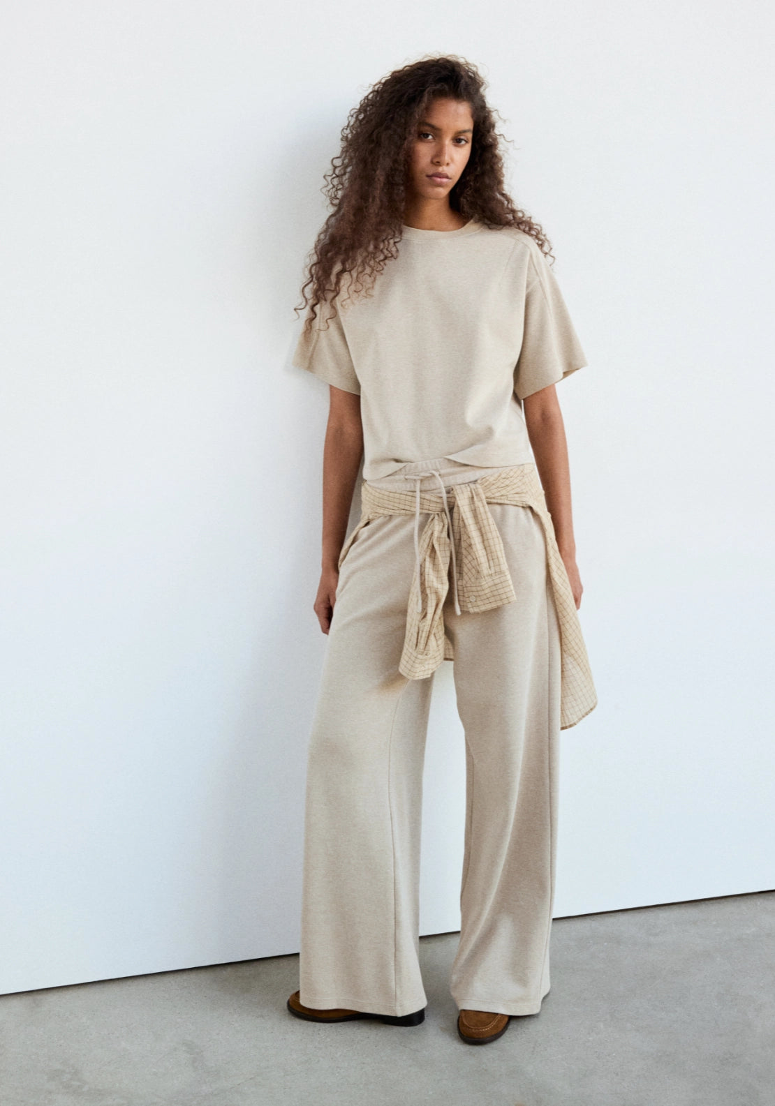 T-Shirt With Seam Detail - Beige