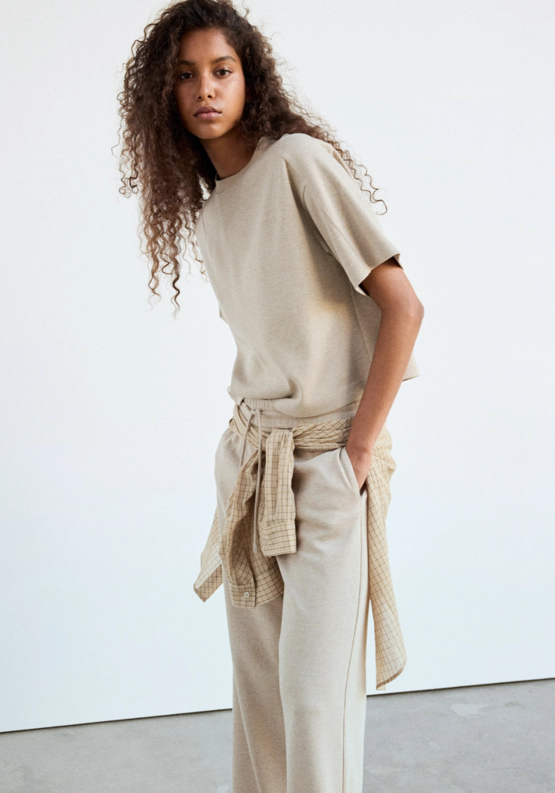 T-Shirt With Seam Detail - Beige