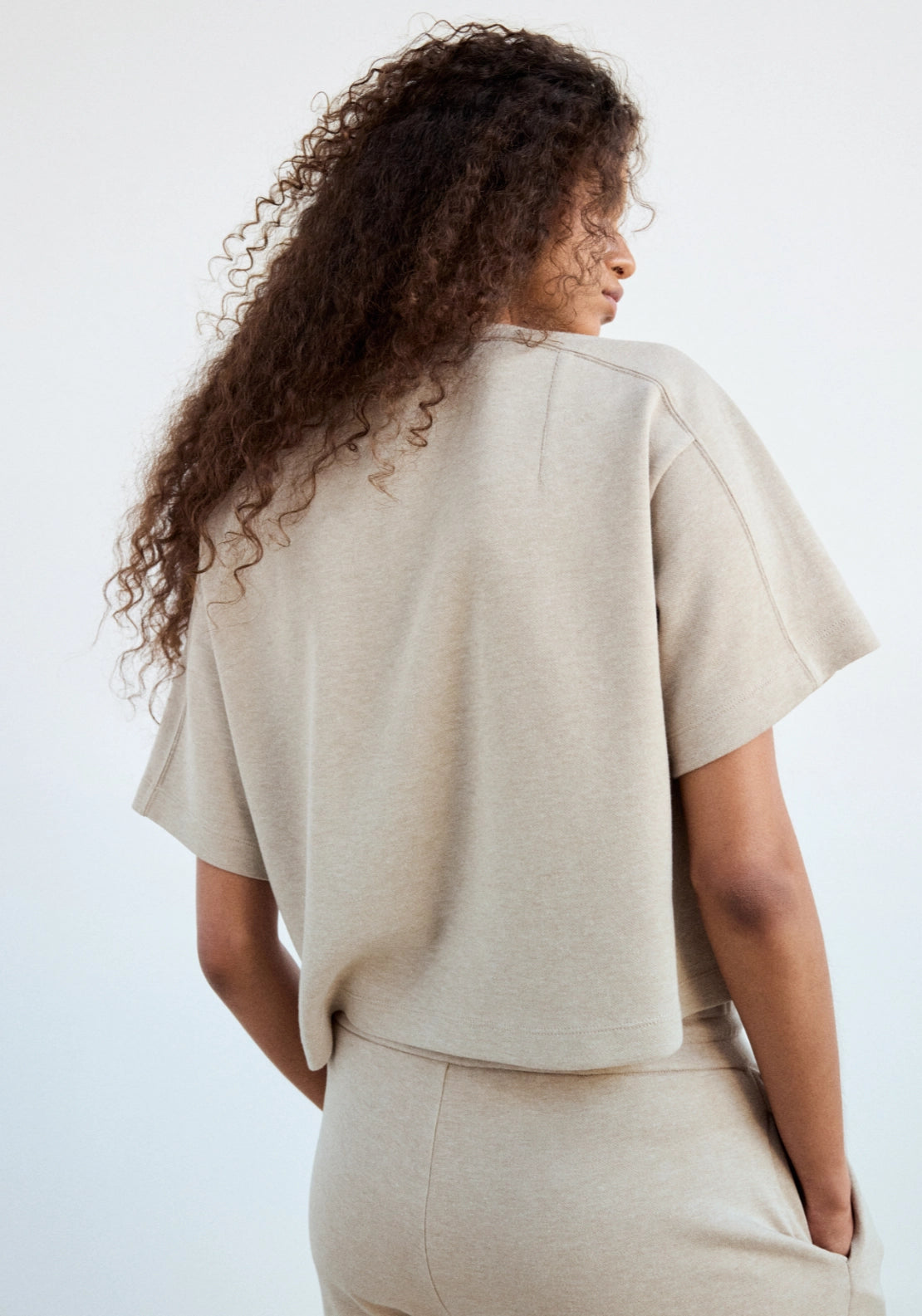 T-Shirt With Seam Detail - Beige